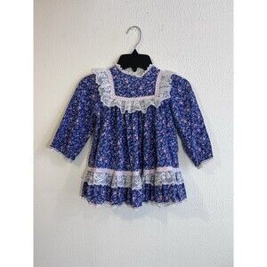 Vintage Bryan Girls Dress 3T  Floral Lace USA Long Sleeve